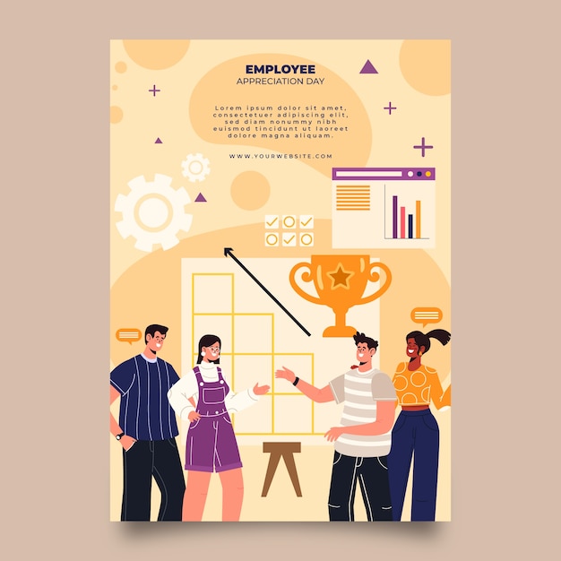 Free vector flat employee appreciation day vertical poster template