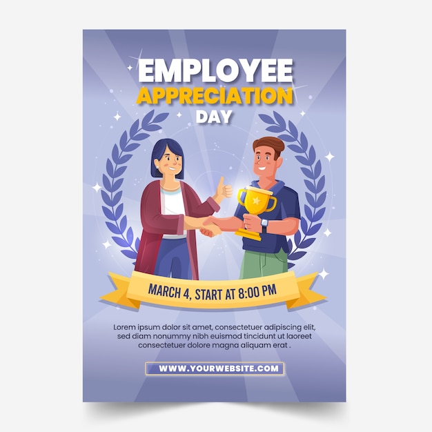 Free vector flat employee appreciation day vertical poster template