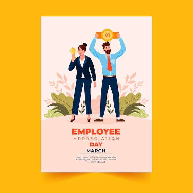 Free vector flat employee appreciation day vertical poster template