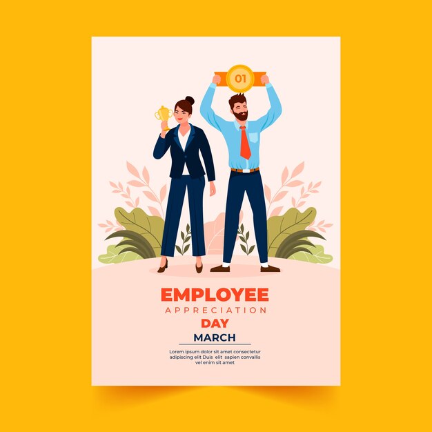 Flat employee appreciation day vertical poster template