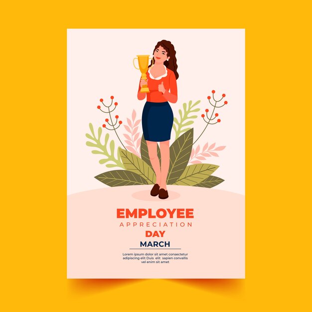 Flat employee appreciation day vertical poster template