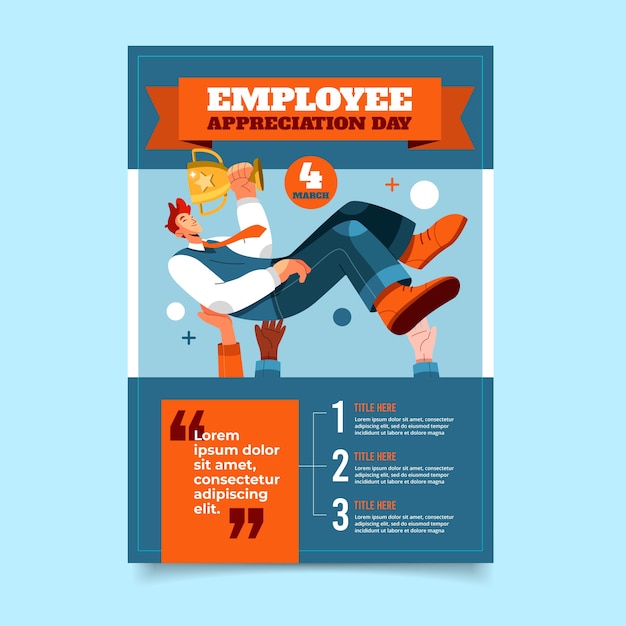 Flat employee appreciation day vertical poster template