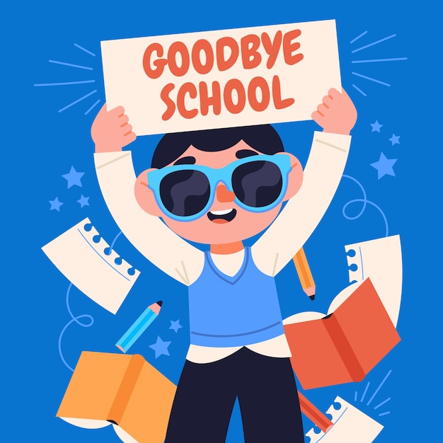 Free vector flat end of school illustration