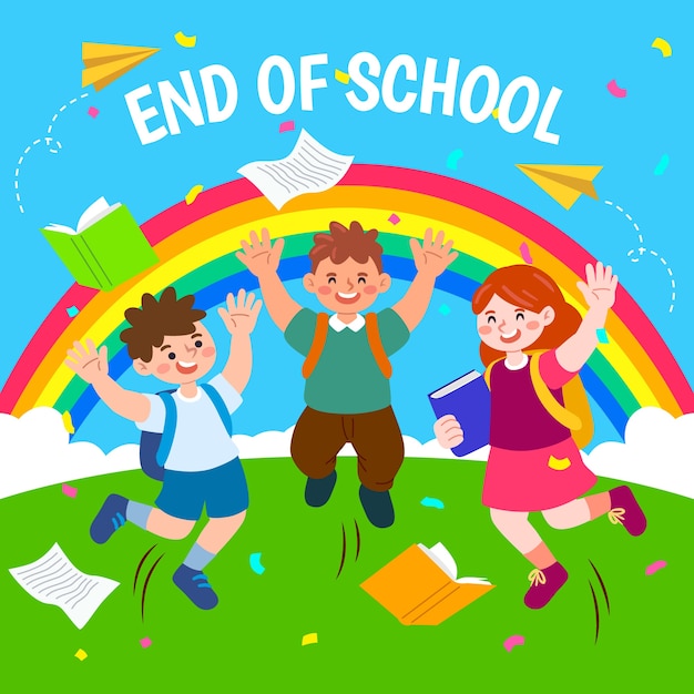 Free vector flat end of school illustration