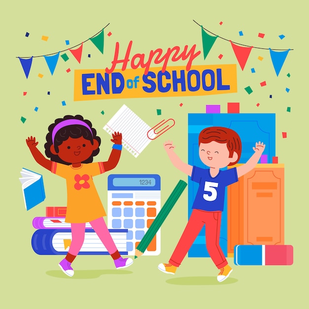 Free vector flat end of school illustration