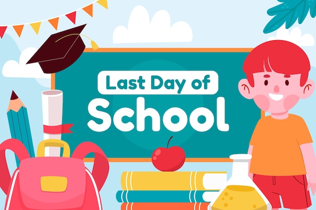 Free vector flat end of school illustration