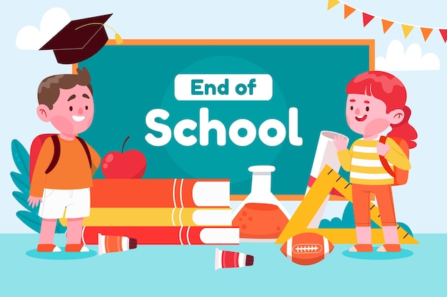 Free vector flat end of school illustration