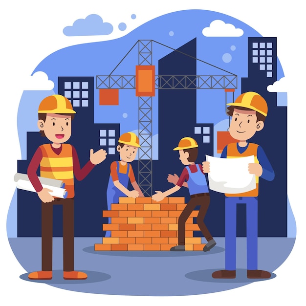 Free vector flat engineering and construction illustration