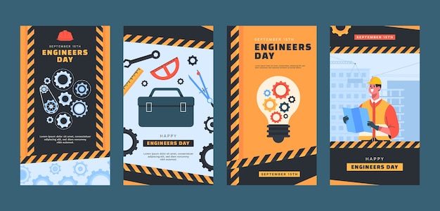 Flat engineers day instagram stories collection