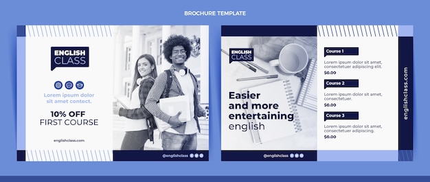 Flat english lessons brochure template