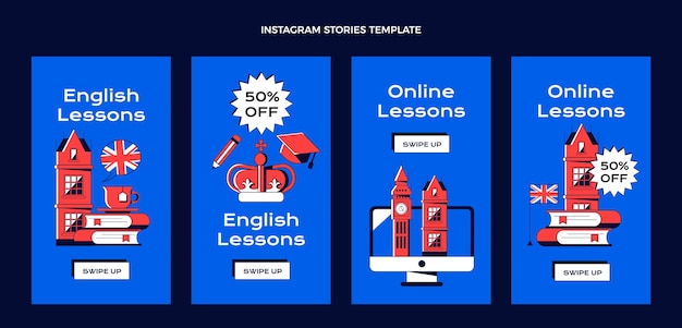 Плоские уроки английского, коллекция историй instagram