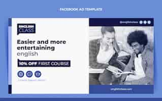 Free vector flat english lessons social media promo template