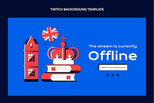 Free vector flat english lessons twitch background