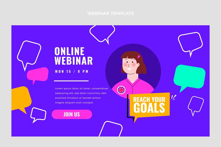 Free Vector flat english lessons webinar template