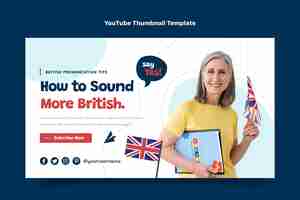 Vettore gratuito lezioni di inglese piatte miniatura di youtube