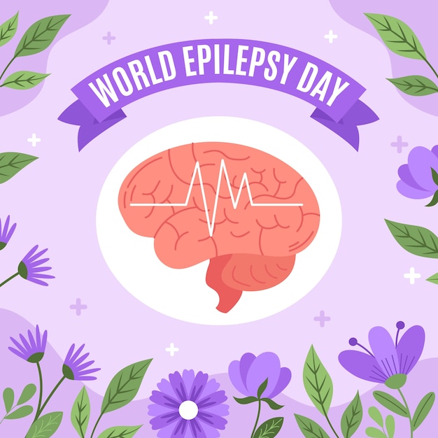 Vettore gratuito illustrazione del giorno dell'epilessia piatta