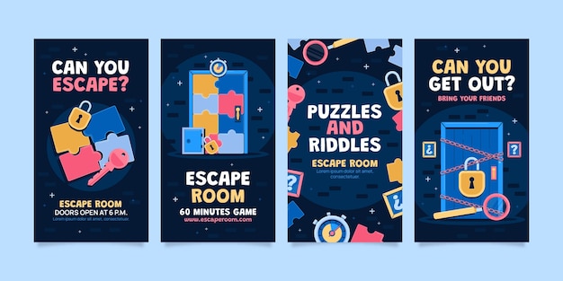 Flat escape room instagram stories collection