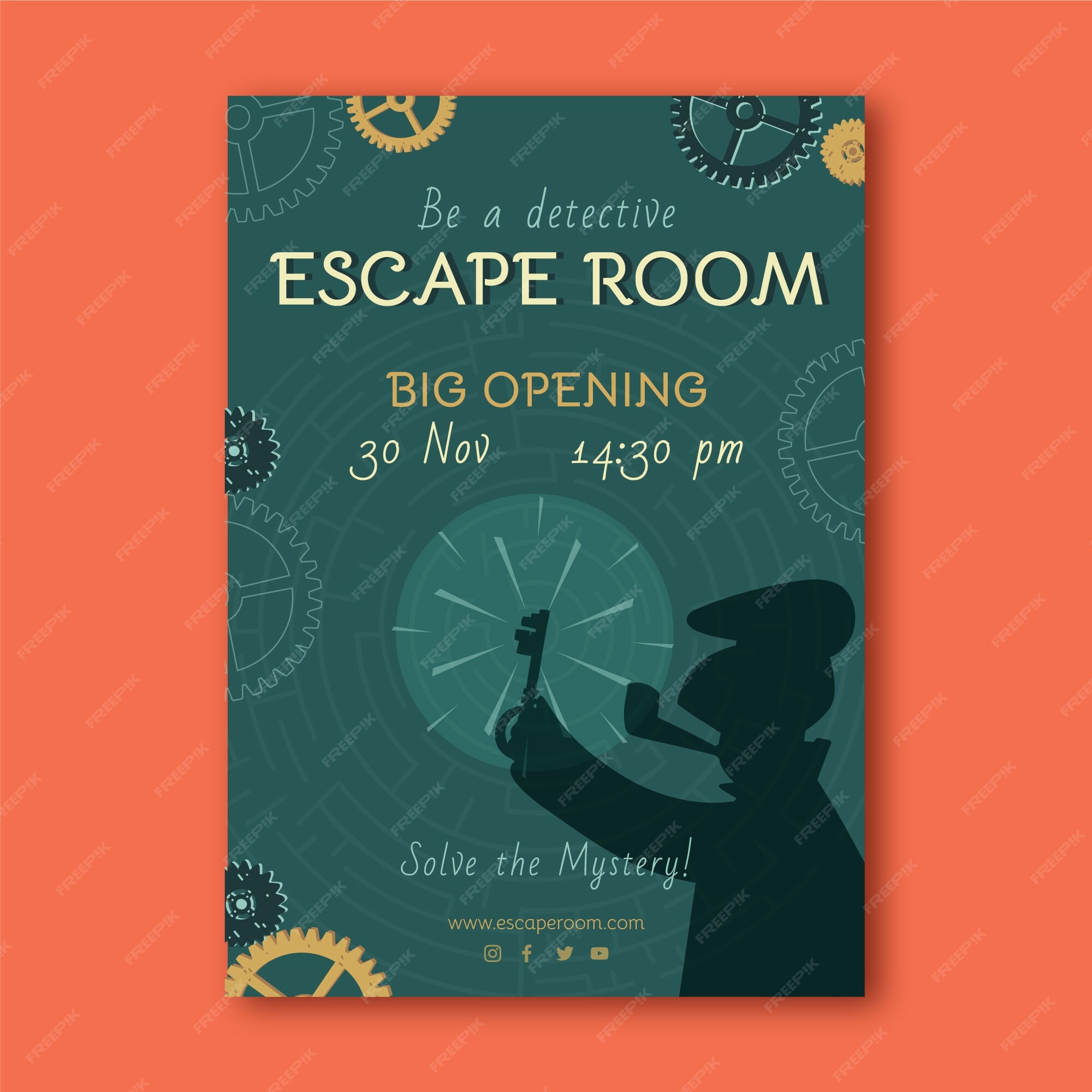 Free Vector Flat escape room invitation template