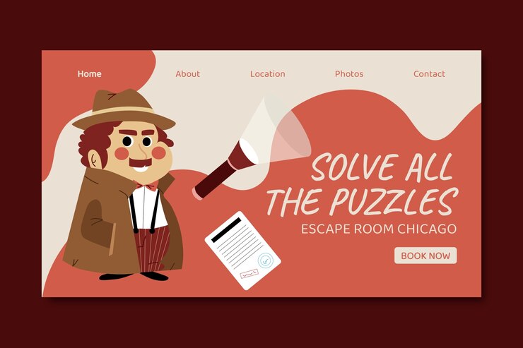 Free Vector flat escape room landing page template