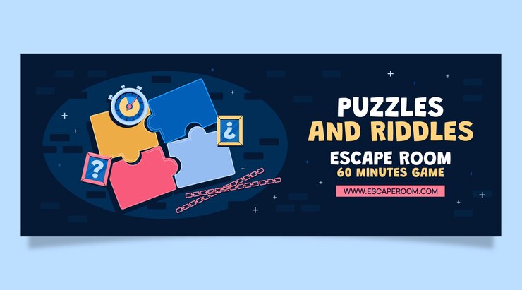 Free Vector flat escape room social media cover template