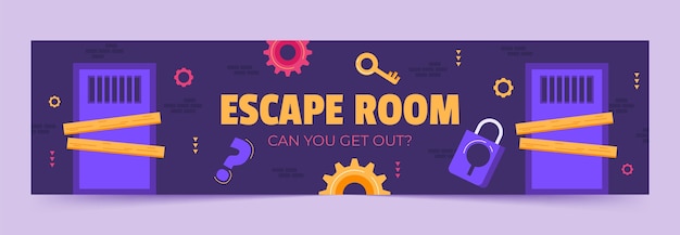 Free vector flat escape room twitch banner template