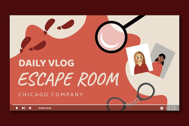 Free vector flat escape room youtube thumbnail