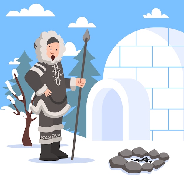 Free vector flat eskimo illustration