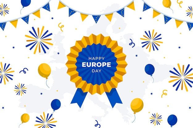 Бесплатное векторное изображение Плоский день европы фон