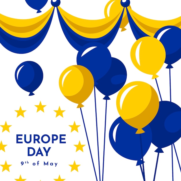 Flat europe day illustration