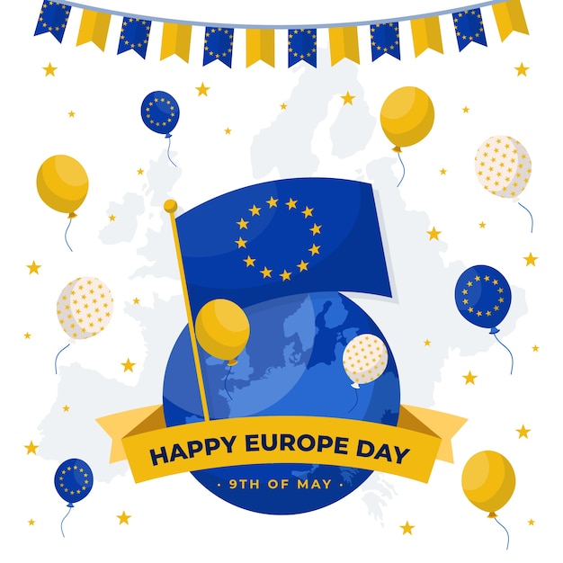 Бесплатное векторное изображение Плоская иллюстрация дня европы