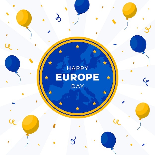 Flat europe day illustration