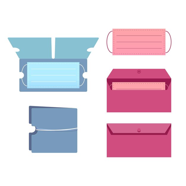 Flat face mask storage case collection