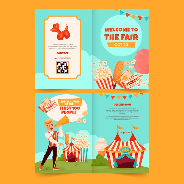 Free vector flat fair brochure template