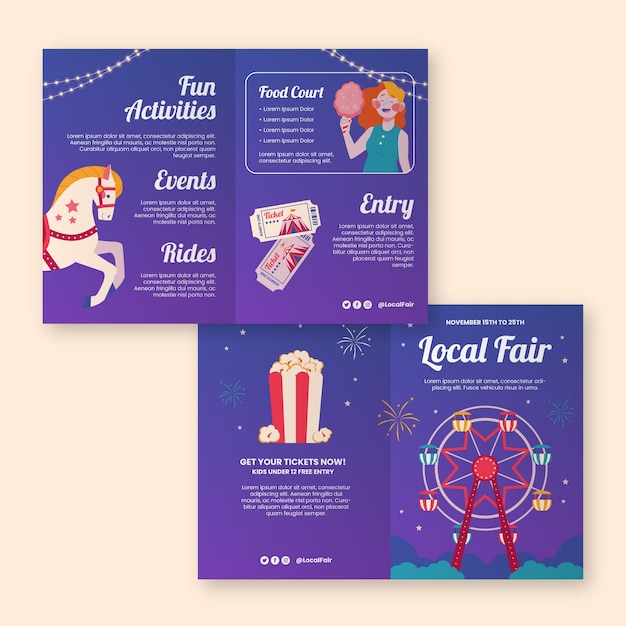 Free vector flat fair brochure template