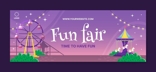 Flat fair celebration social media cover template