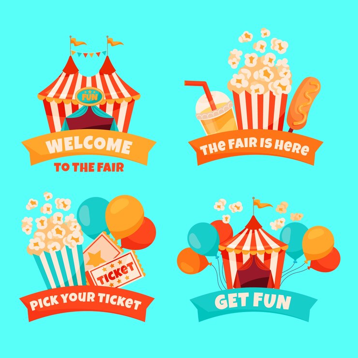 Free Vector flat fair labels collection