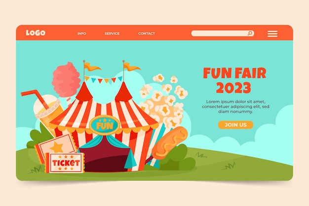 Free vector flat fair landing page template