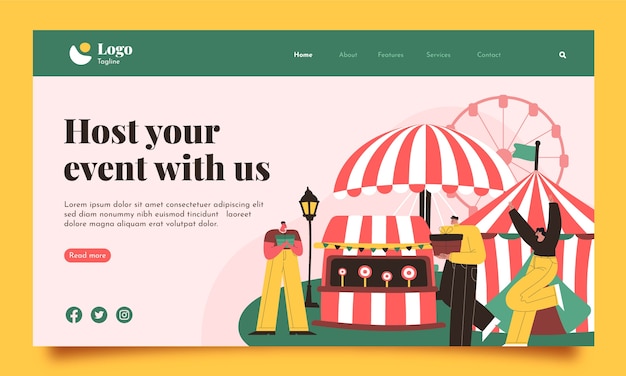 Flat fair landing page template