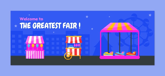 Flat fair social media cover template