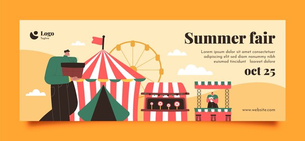 Flat fair social media cover template