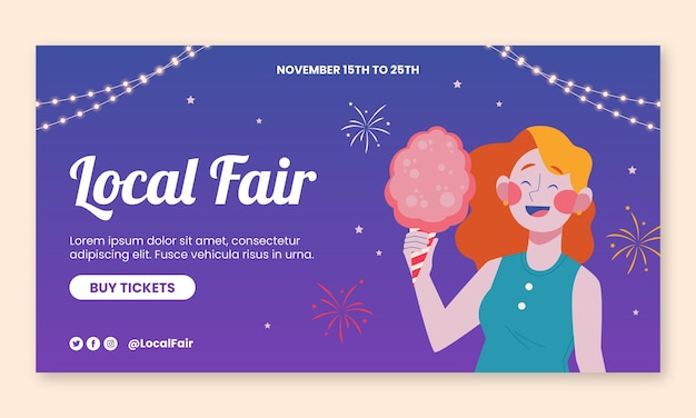 Free vector flat fair social media promo template