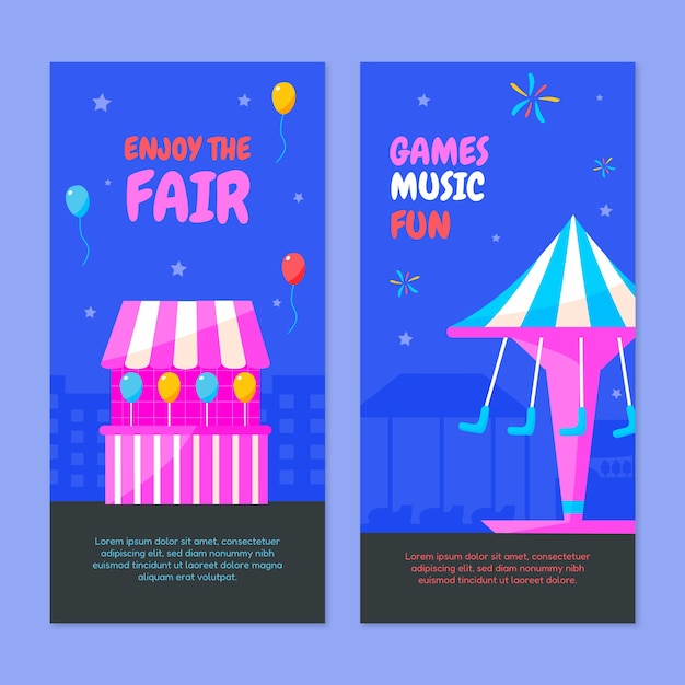 Flat fair vertical banners set