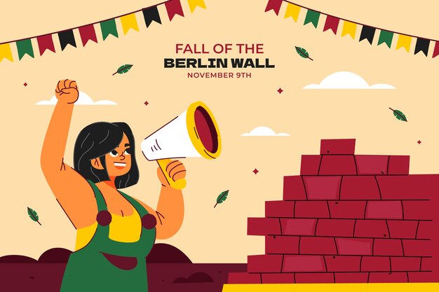 ベルリンの壁の背景の平らな落下