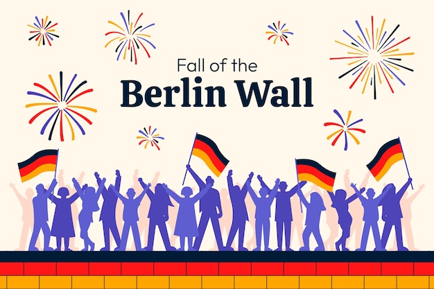 Free vector flat fall of the berlin wall background