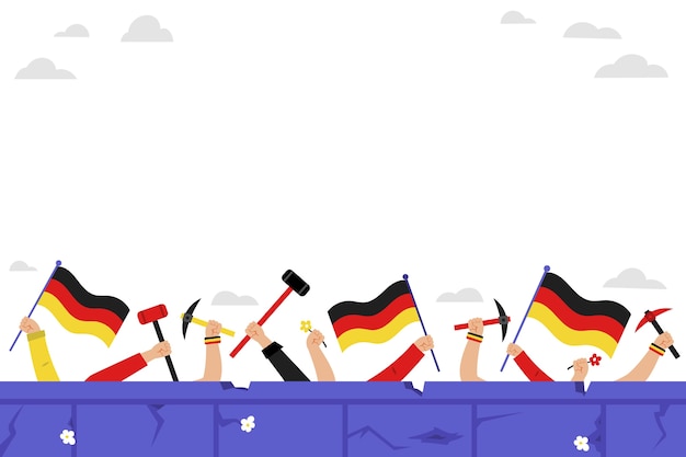 Free vector flat fall of the berlin wall background