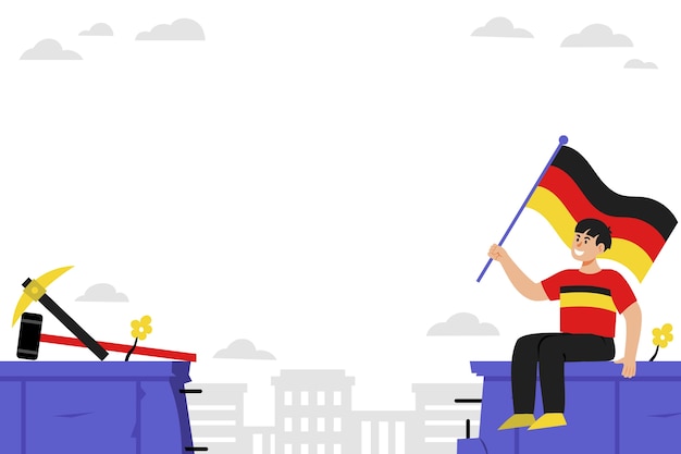 Free vector flat fall of the berlin wall background