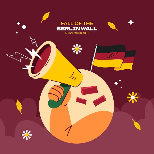 Плоское падение иллюстрации берлинской стены