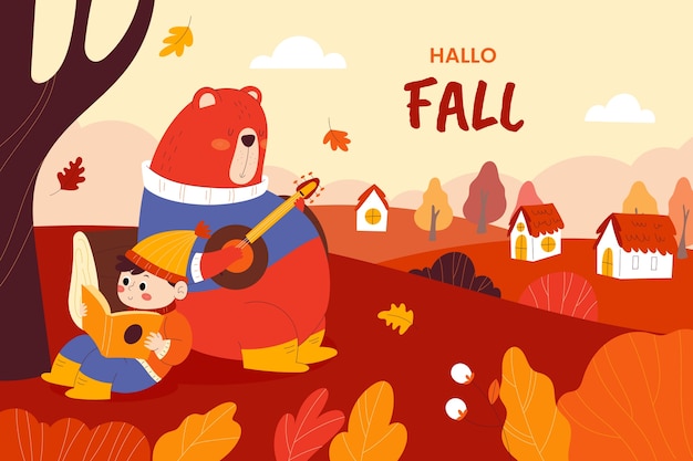 Flat fall season background