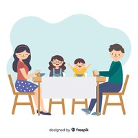 Flat family around the table
