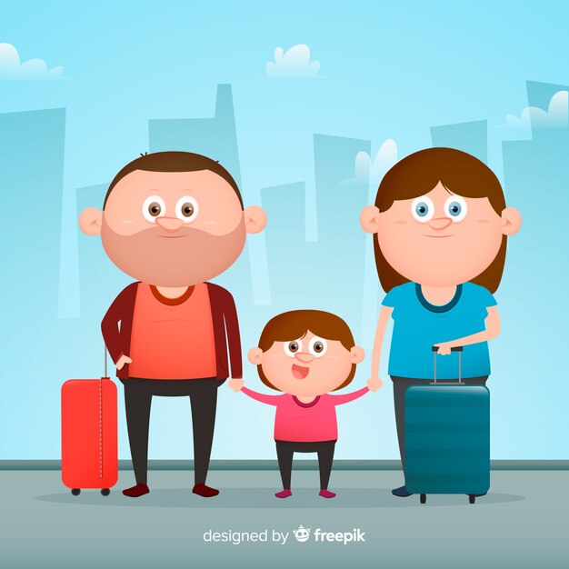 Flat family traveling background